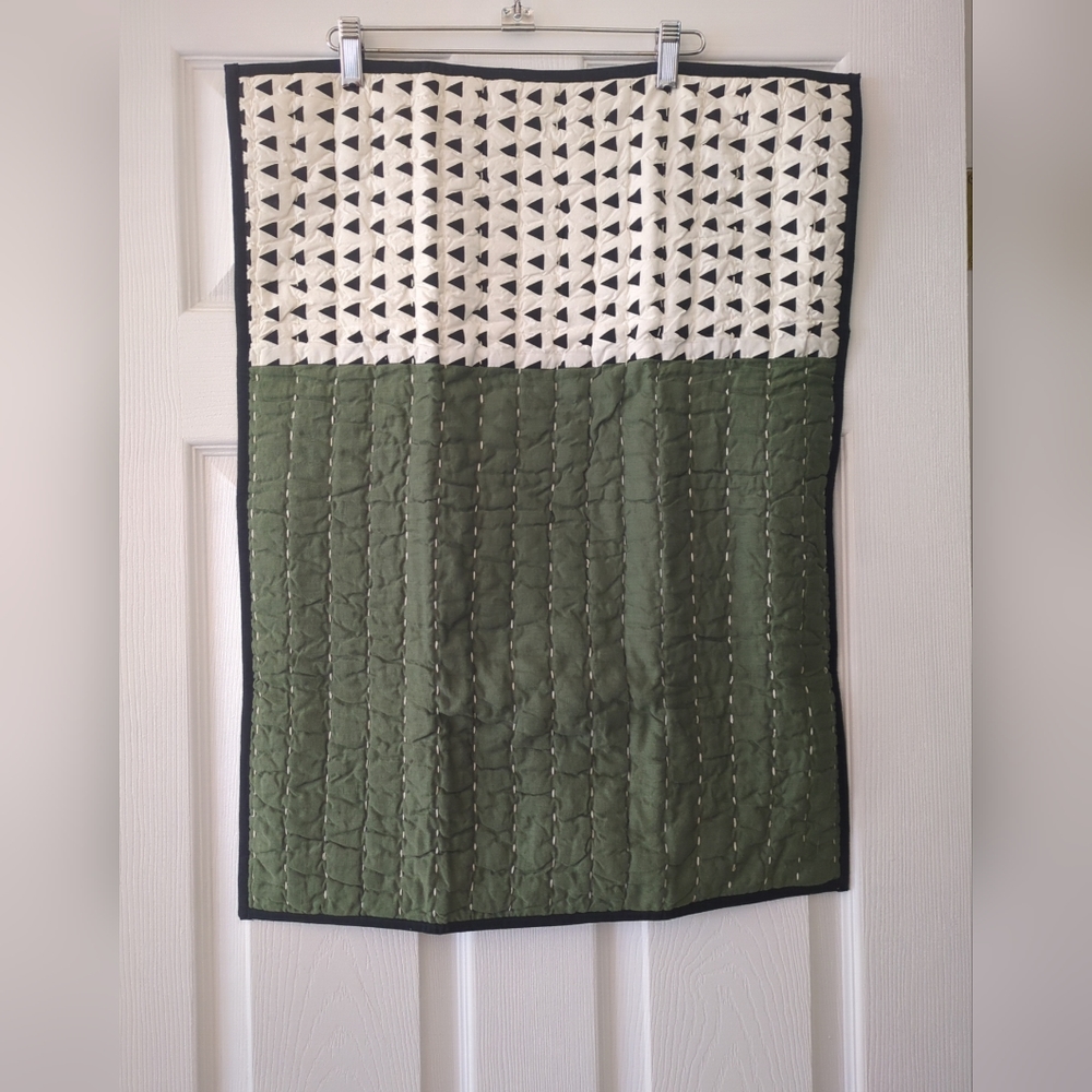Land of Nod Single Sham Quilted 20” X 26” Cotton Linen